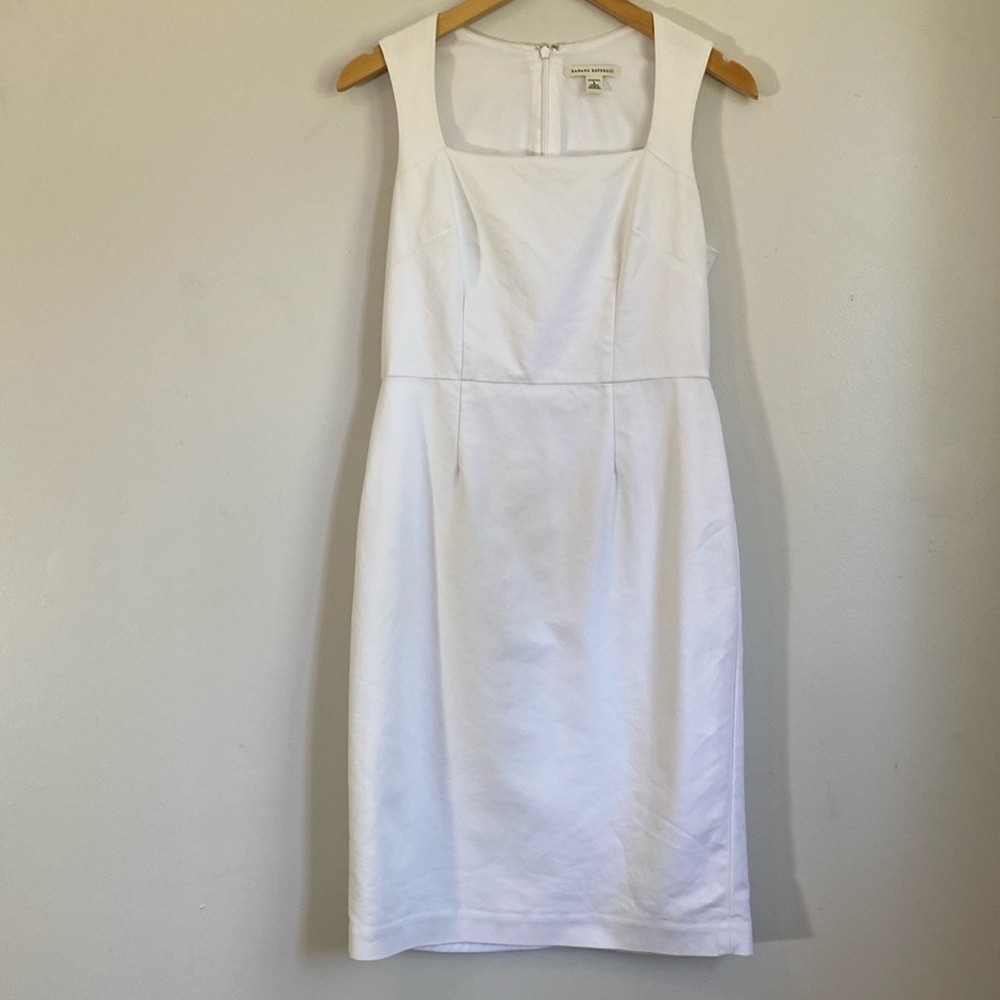 BANANA REPUBLIC White Business Bodycon Dress Stretch Zipper Back Size 6